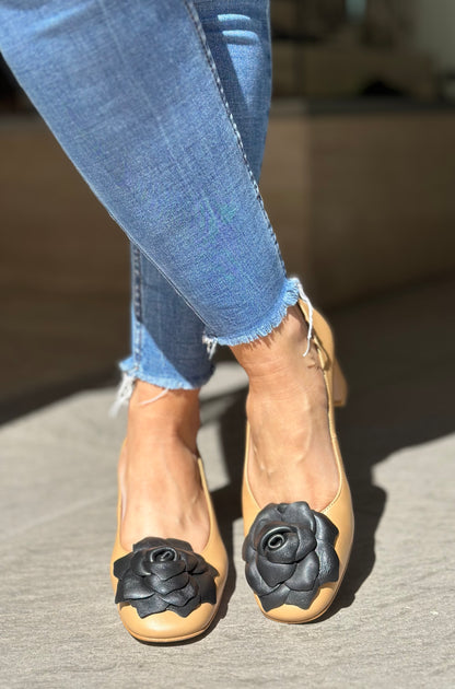 Ballerines à talons Angel Alarcon camel/noir femme