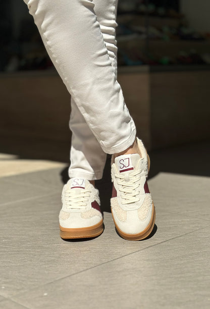 Baskets SJ FEMME Beige et bordeaux