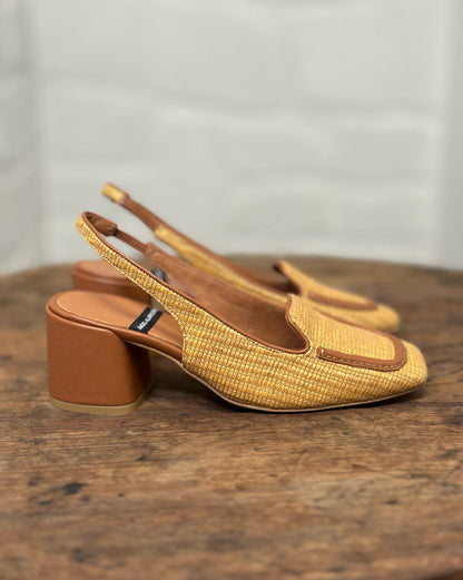Slingback Angel Alarcon Camel rafia femme