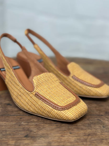 Slingback Angel Alarcon Camel rafia femme