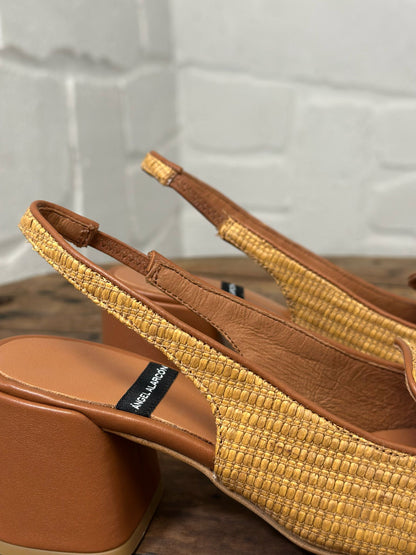 Slingback Angel Alarcon Camel rafia femme