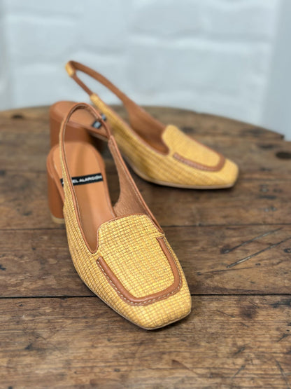 Slingback Angel Alarcon Camel rafia femme