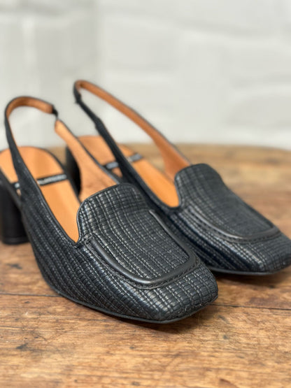 Slingback Angel Alarcon noir rafia femme