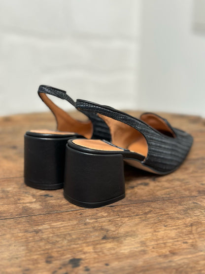 Slingback Angel Alarcon noir rafia femme