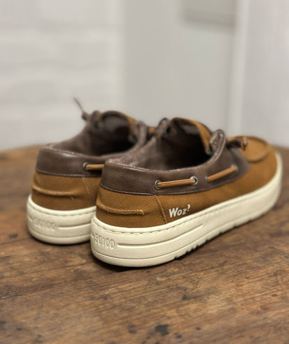 Chaussures bateau WOZ Camel et marron homme