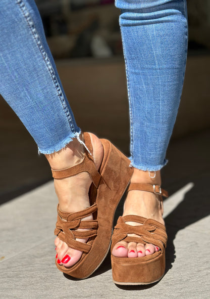 Nu-pieds compensés CAFE NOIR Marron femme