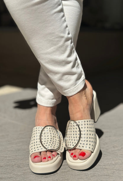 Mules à talons NOA HARMON blanc cassé femme