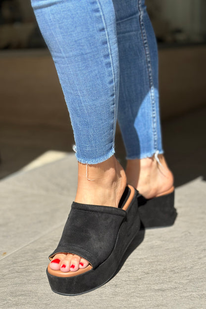 Nu-pieds compensés CAFE NOIR Noir femme