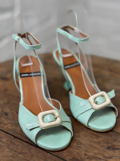 Nu-pieds à talons Angel Alarcon Bleu menthe femme