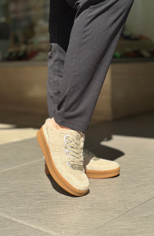 Baskets mules SJ FEMME Beige et doré