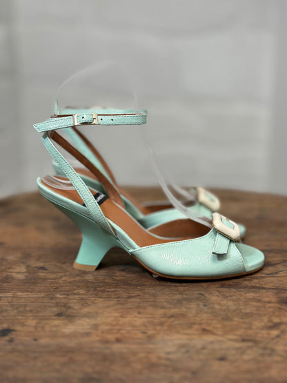 Nu-pieds à talons Angel Alarcon Bleu menthe femme