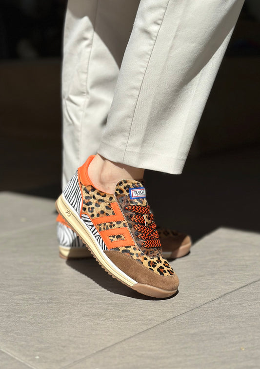Baskets BACK70 JOGGER Zèbre et léopard Femme