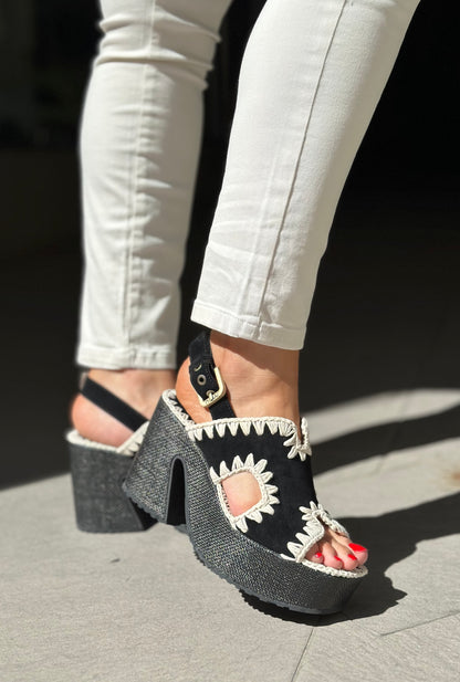 Nu-pieds à plateforme MOU noir femme