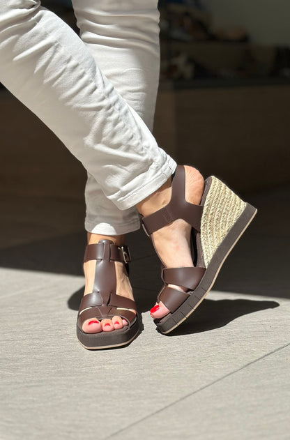Nu-pieds compensés PALOMITAS by PALOMA BARCELO marron femme