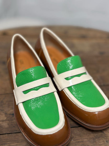 Mocassins LES VENUES Femme vert et marron