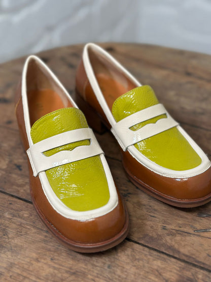 Mocassins LES VENUES Femme vert/jaune et marron