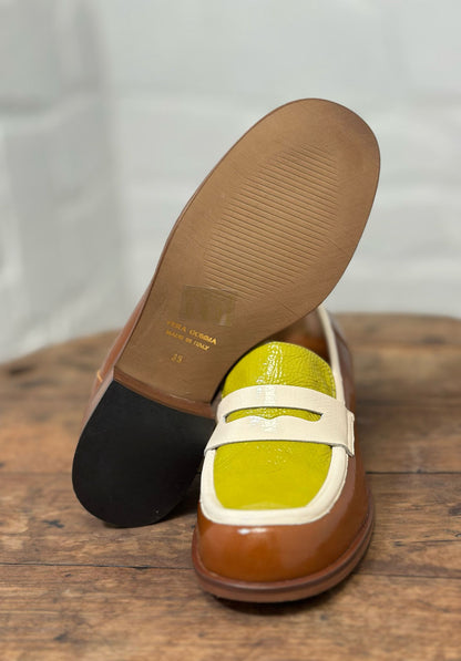 Mocassins LES VENUES Femme vert/jaune et marron