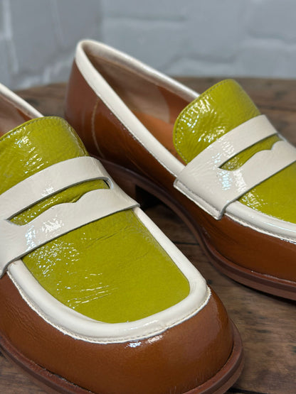 Mocassins LES VENUES Femme vert/jaune et marron