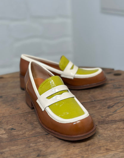 Mocassins LES VENUES Femme vert/jaune et marron