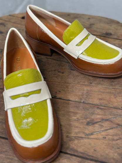 Mocassins LES VENUES Femme vert/jaune et marron