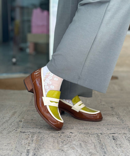 Mocassins LES VENUES Femme vert/jaune et marron