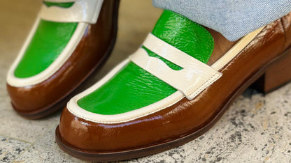 Mocassins LES VENUES Femme vert et marron