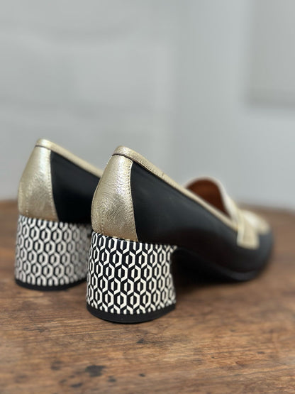 Mocassins à talons LES VENUES Noir et doré femme