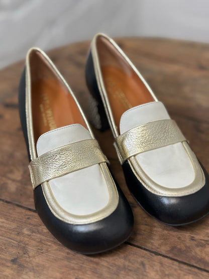 Mocassins à talons LES VENUES Noir et doré femme