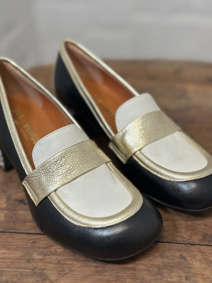 Mocassins à talons LES VENUES Noir et doré femme