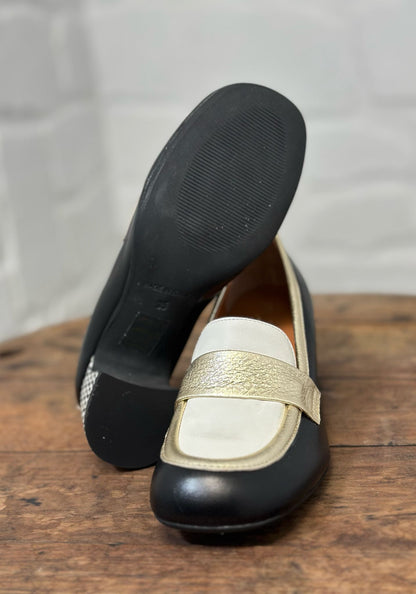Mocassins à talons LES VENUES Noir et doré femme