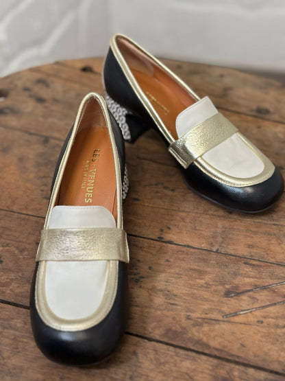 Mocassins à talons LES VENUES Noir et doré femme