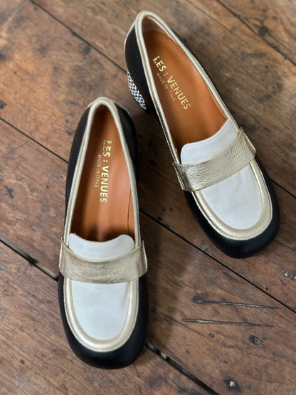Mocassins à talons LES VENUES Noir et doré femme