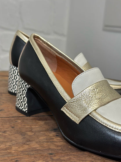 Mocassins à talons LES VENUES Noir et doré femme