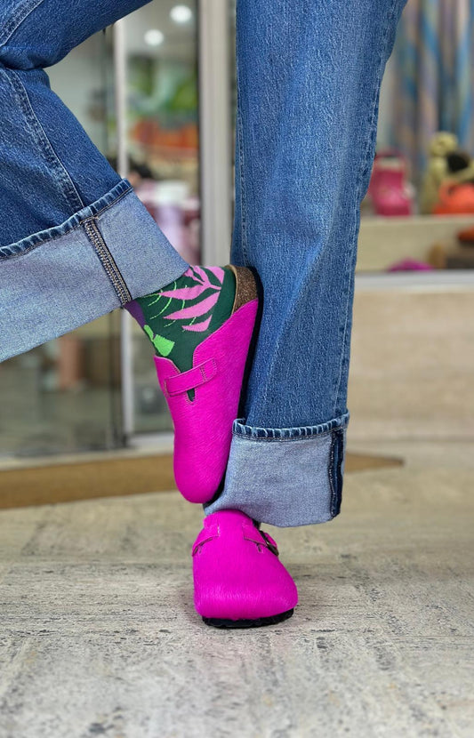 Mules/sabot CUBANAS Poilus rose fuchsia femme