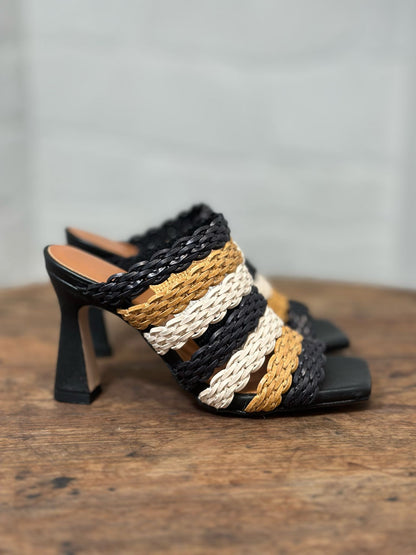 Mules à talons Angel Alarcon Noir/camel femme