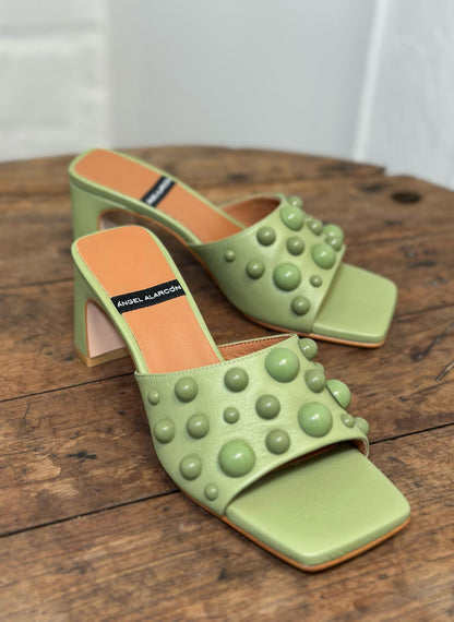 Mules à talons Angel Alarcon vert femme