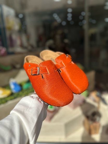 Mules/sabot CUBANAS Poilus orange femme