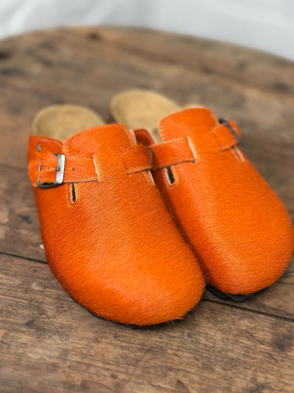 Mules/sabot CUBANAS Poilus orange femme