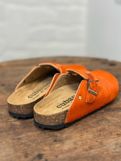 Mules/sabot CUBANAS Poilus orange femme