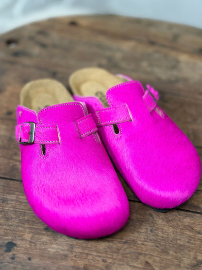 Mules/sabot CUBANAS Poilus rose fuchsia femme