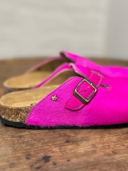 Mules/sabot CUBANAS Poilus rose fuchsia femme