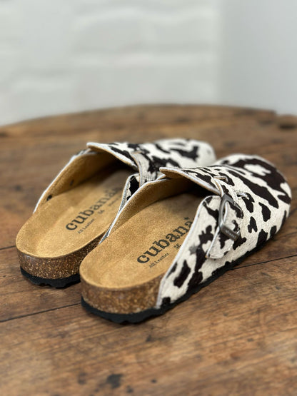 Mules/sabot CUBANAS Poilus vache noir et blanc femme