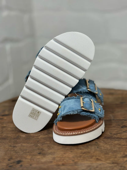 Nu-pieds CAFE NOIR jeans bleu femme