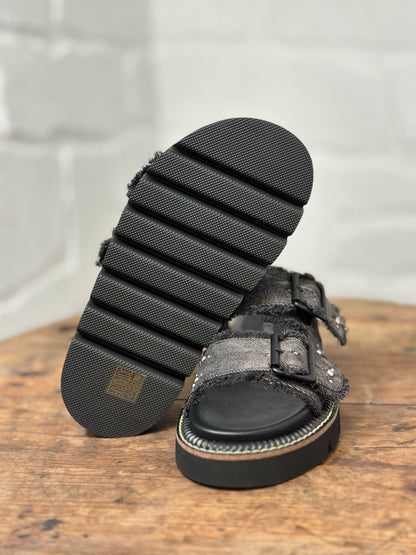 Nu-pieds CAFE NOIR jeans gris/noir femme