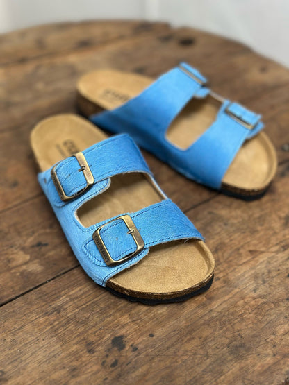 Nu-pieds CUBANAS Poilus BLEU femme