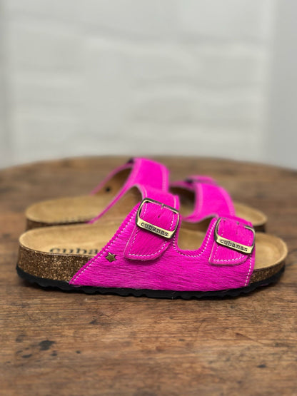 Nu-pieds CUBANAS Poilus rose fuchsia femme