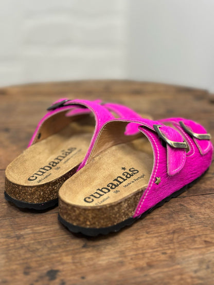 Nu-pieds CUBANAS Poilus rose fuchsia femme