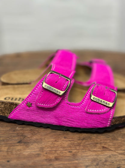 Nu-pieds CUBANAS Poilus rose fuchsia femme