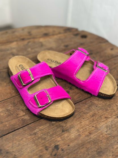 Nu-pieds CUBANAS Poilus rose fuchsia femme