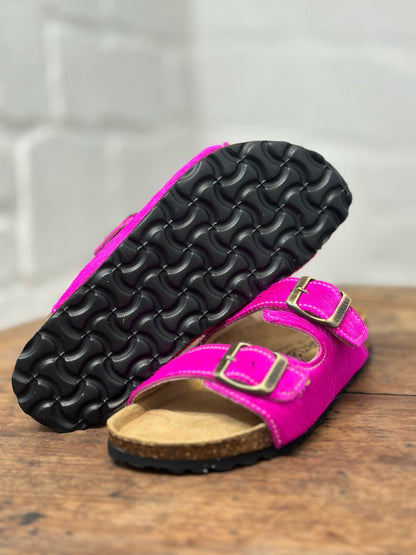 Nu-pieds CUBANAS Poilus rose fuchsia femme